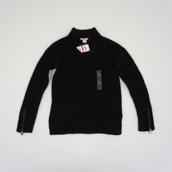 Bar III Zip Cuff Choker Neck Sweater Pullover XXS - Picture 3 of 8